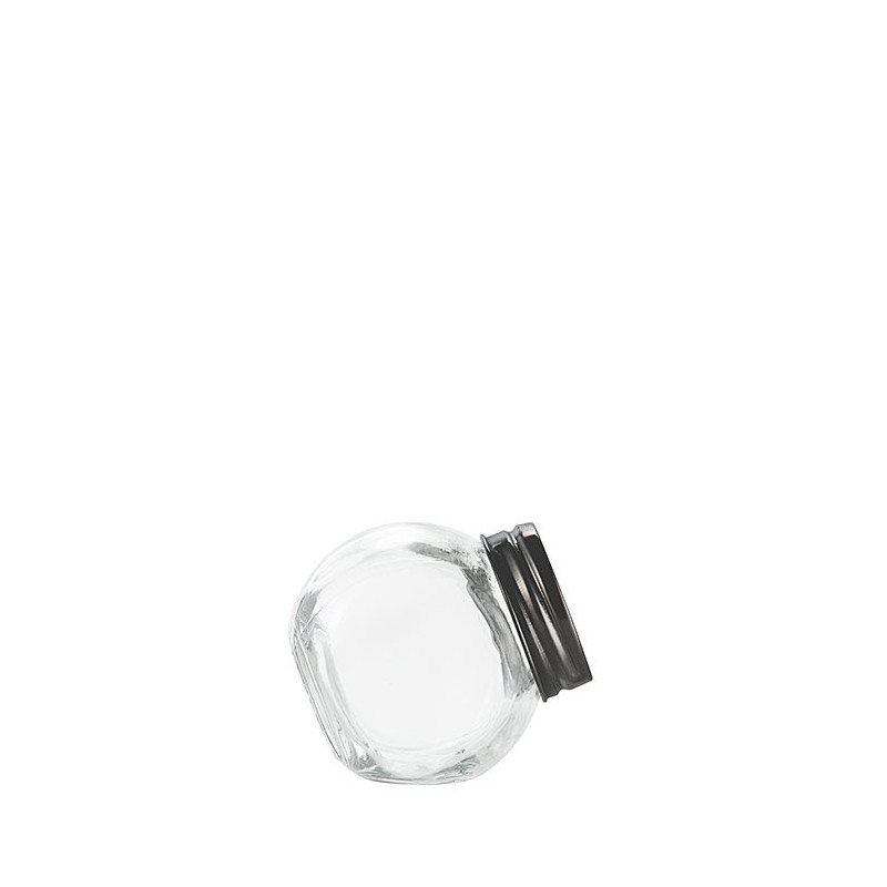 Barattolo inclinabile vetro tappo latta nero opaco v100 ml d6 h6 cm