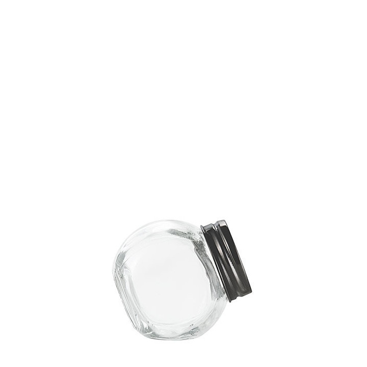 Barattolo inclinabile vetro tappo latta nero opaco v100 ml d6 h6 cm