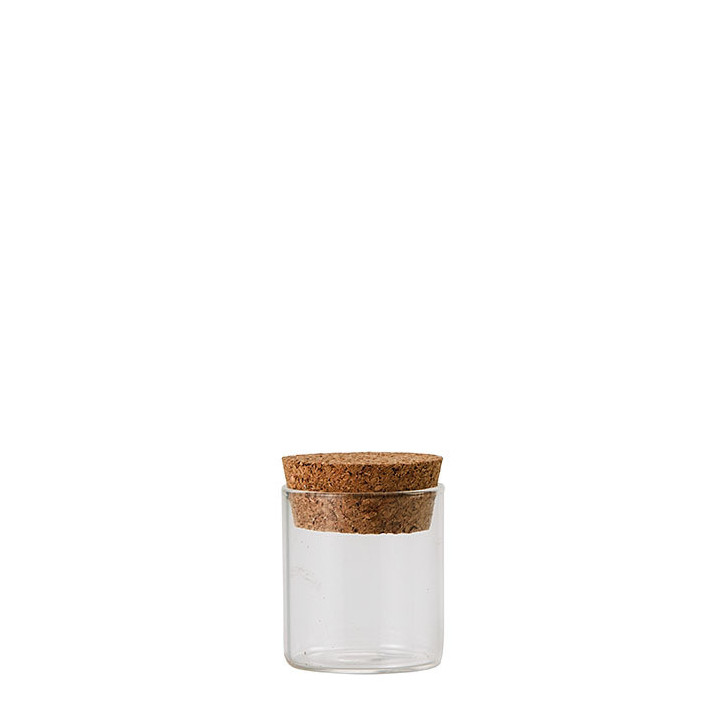 Fiole en verre avec bouchon en liege v50 ml d4.5 h5 cm