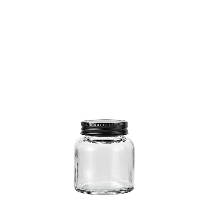 Barattolo vetro tappo latta nero opaco v200 ml d7.5 h8.7 cm