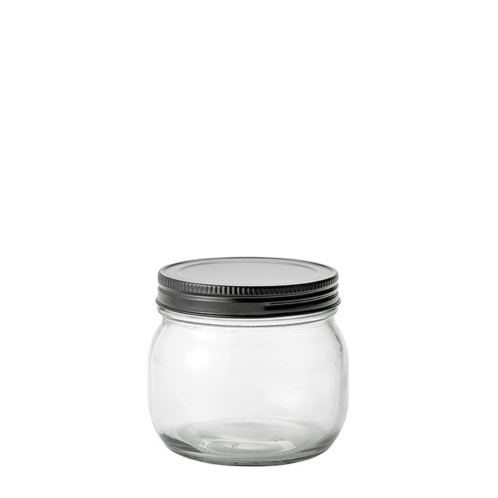 Glass jar with black tin-plated cap 350ml d10 h9 cm