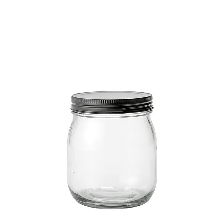 Pot en verre avec couvercle noir en fer-blanc 600ml d10 h13 cm