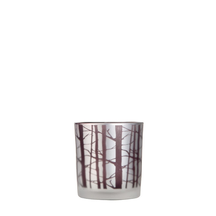 Bicchiere porta tealight con rami marroni d7.5 h8 cm