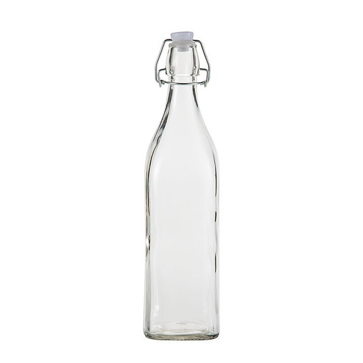 Bottiglia in vetro con tappo ermetico  v1000ml 8 x 8 h32 cm
