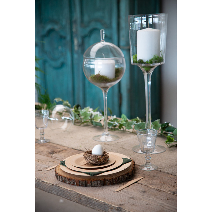 Pot boule en verre sur tige d20 h53 cm