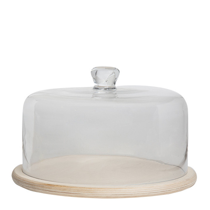 Glass dome with bright wooden underplate