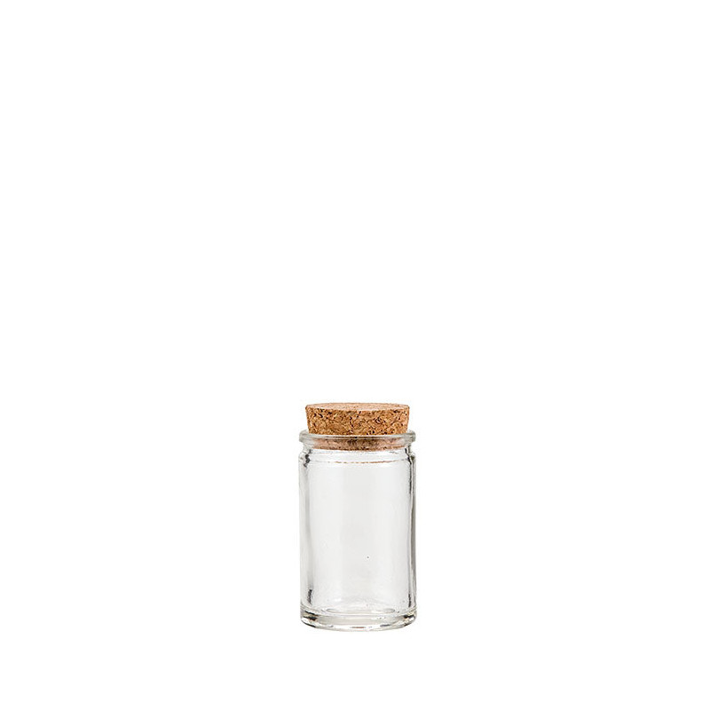 Barattolo in vetro spesso con tappo in sughero v60 ml d4 h8 cm