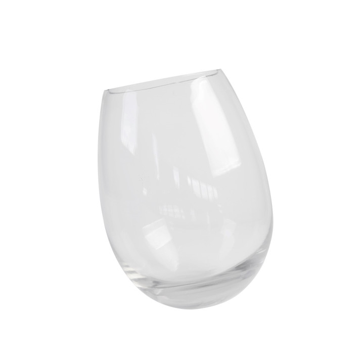 Vase en verre forme d'oeuf incline h32 cm