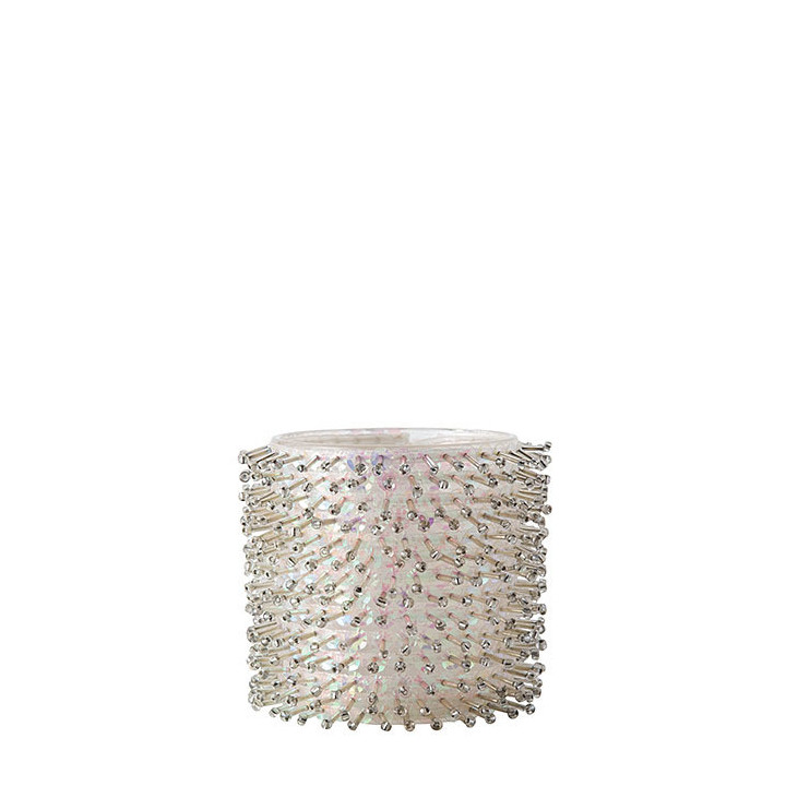 White glass tealight holder model hedgehog d8.5 h8 cm