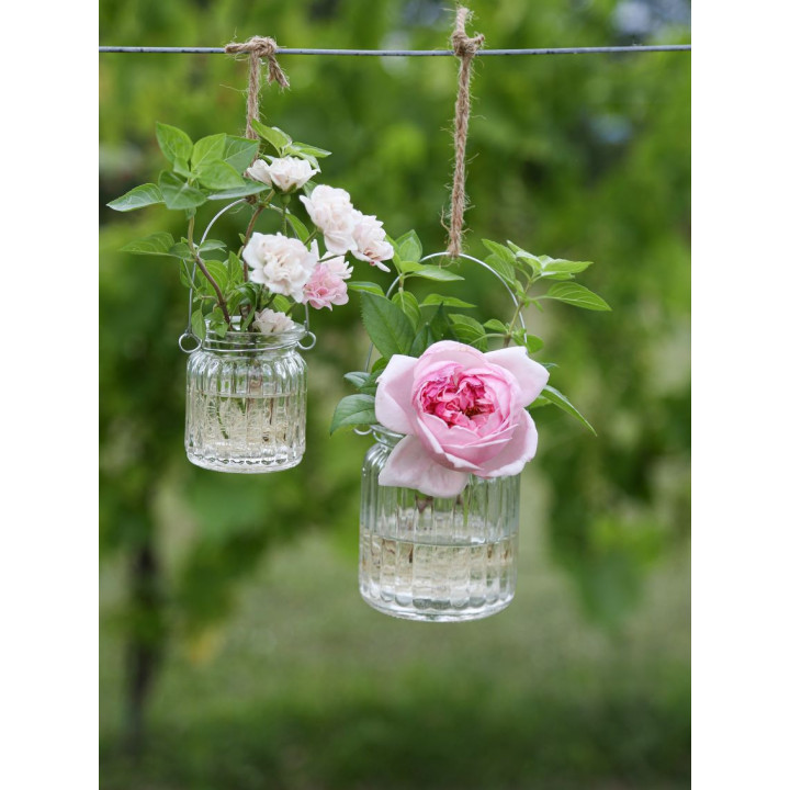 Ribbed hanging transparent glass vase d5.2 h6.5 cm