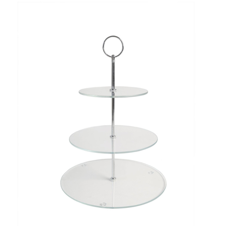 Alzata 3 piatti in vetro borosilicato temperato d25 cm