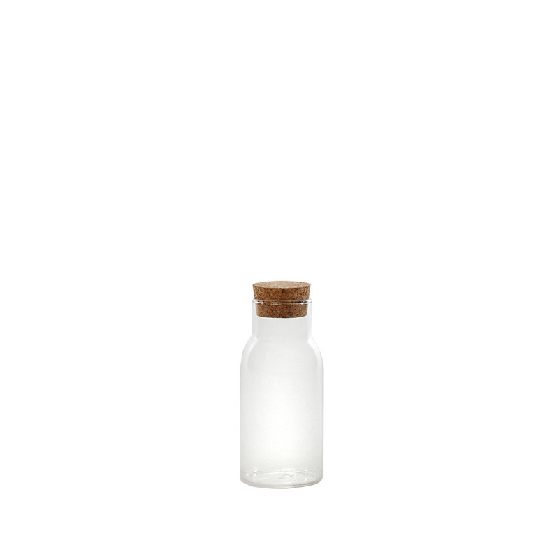 Bouteille en borosilicate avec bouchon en liege v175ml d5 h13 cm