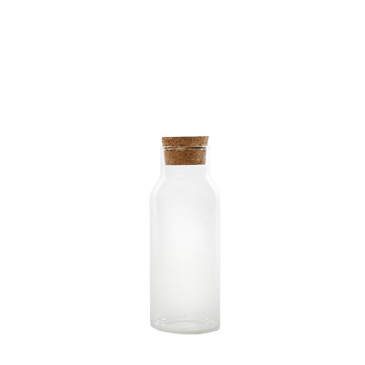 Bouteille en verre borosilicate avec bouchon en liege v350ml d6.5 h17.5 cm