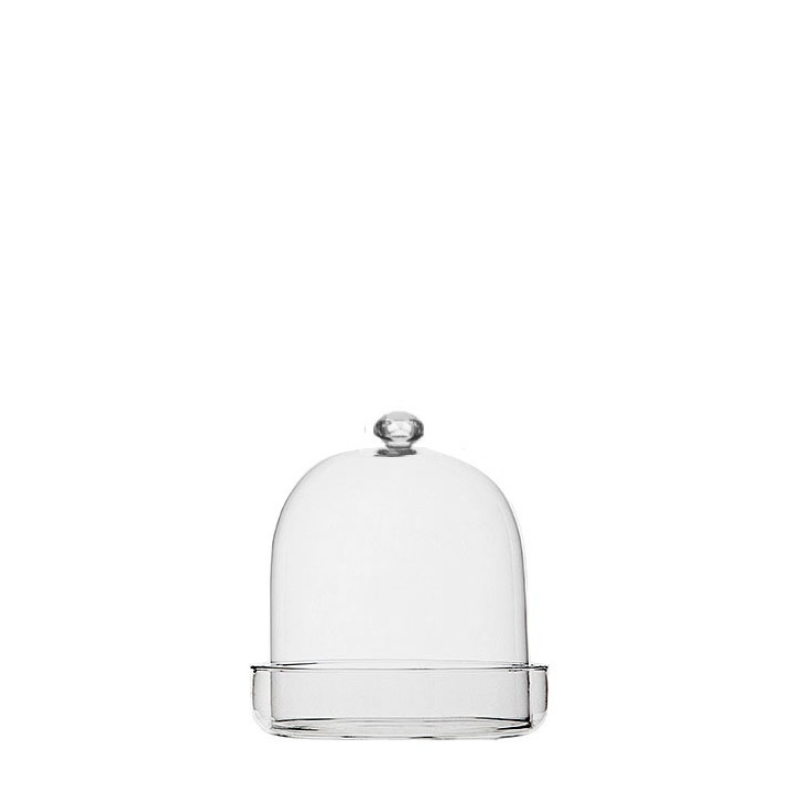 Glass dome with diamond top and plate d11 h12 cm