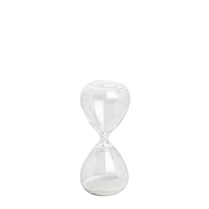 Sablier en verre 5 minutes sable blanche h16 cm