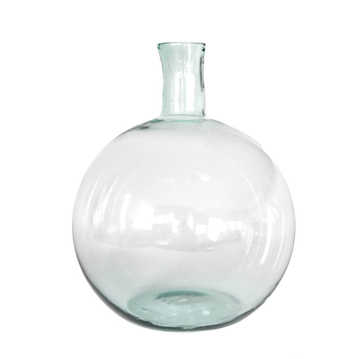 Handmade round shaped recycled glass vase d32 h45 cm