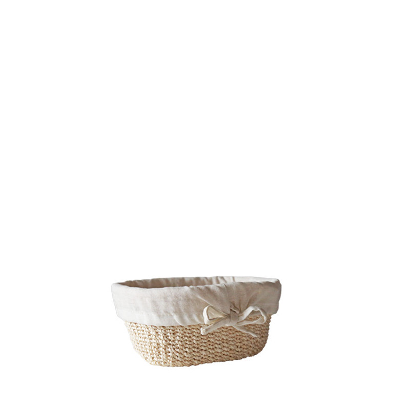 Panier ovale en abaca 20 x 12 h8 cm avec noeuds