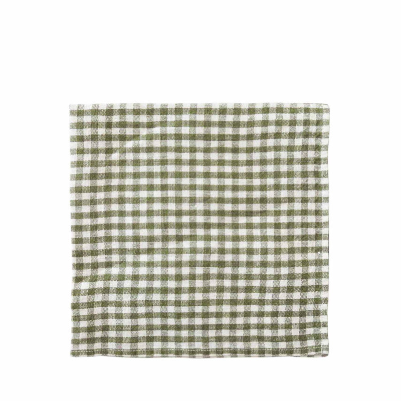 Tovagliolo 100% lino verde/bianco quadrettini 40 x 40 cm