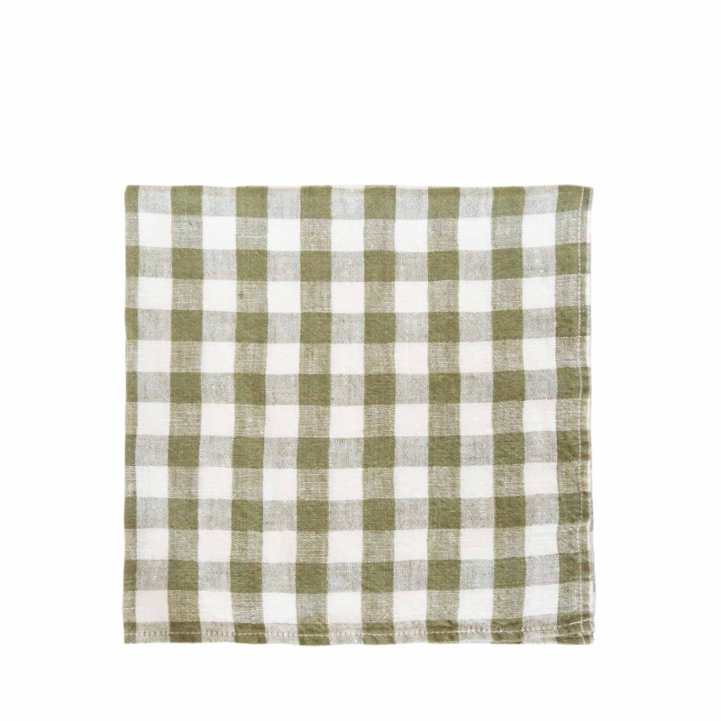 Tovagliolo 100% lino verde/bianco quadri 40 x 40 cm