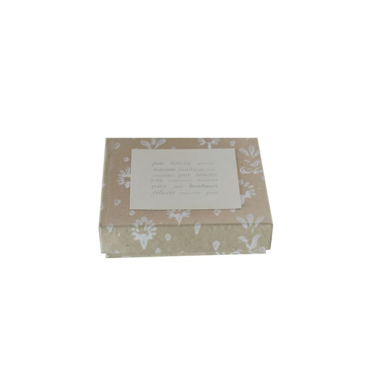 Scatola di carta handmade con fiori e scritta 14 x 14 h3.5 cm
