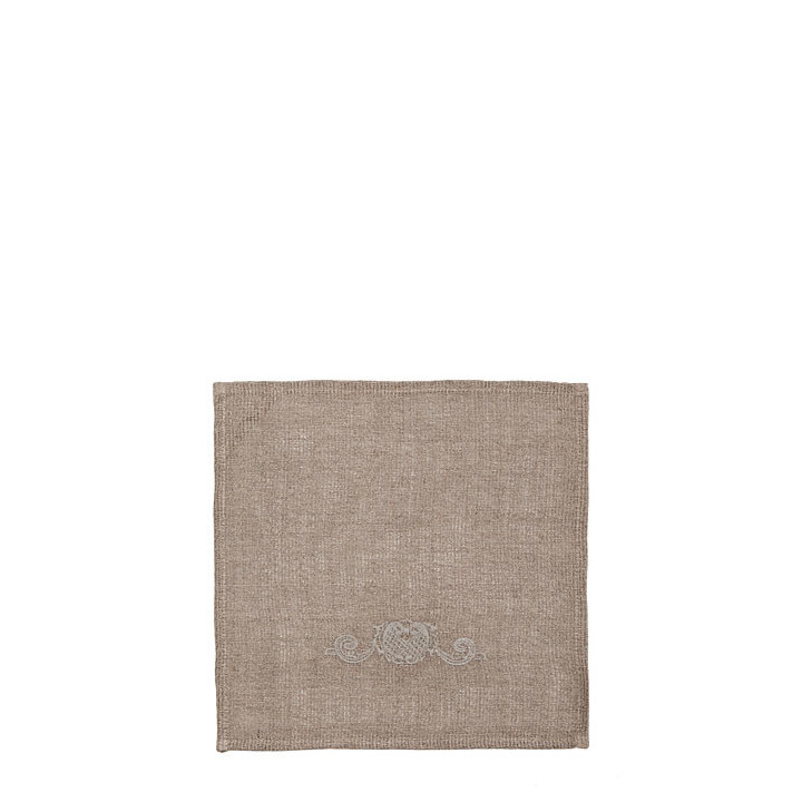 Essuie-mains naturelle broderie ronde en 100%lin