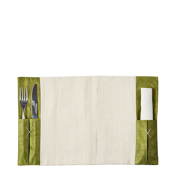 Placemat green color with pockets 28 x 44 cm