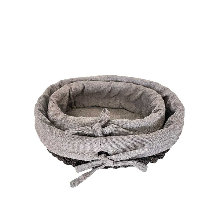 Lot de 2 paniers ovales 18x13 h5 cm en abaca chocolat avec nouds