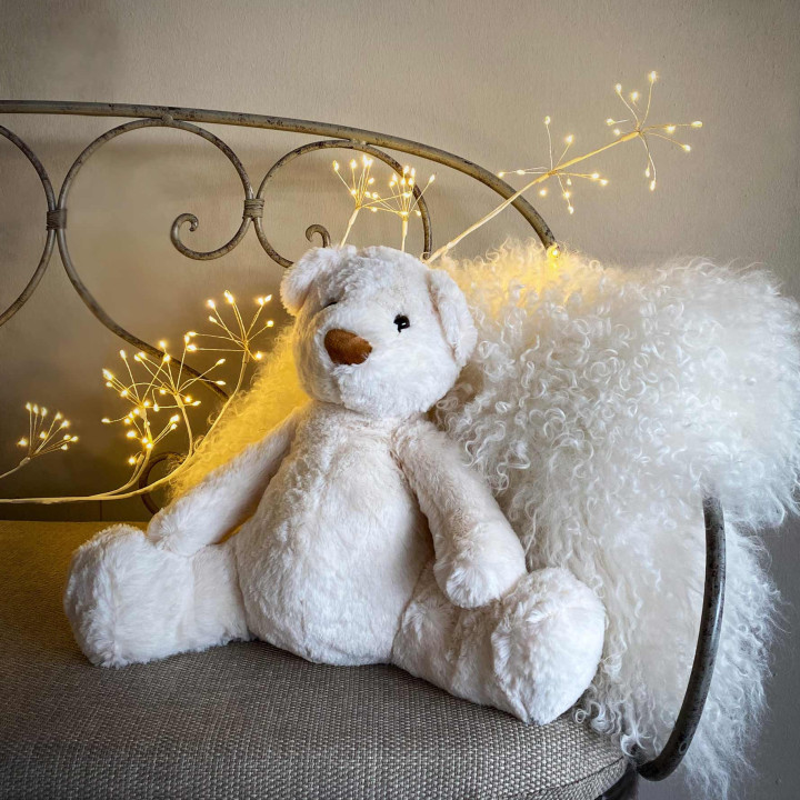 Orso bianco seduto decorativo h28 cm