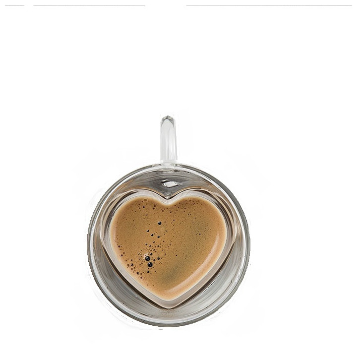 Borosilicate glass cup heart inside h7.5 cm