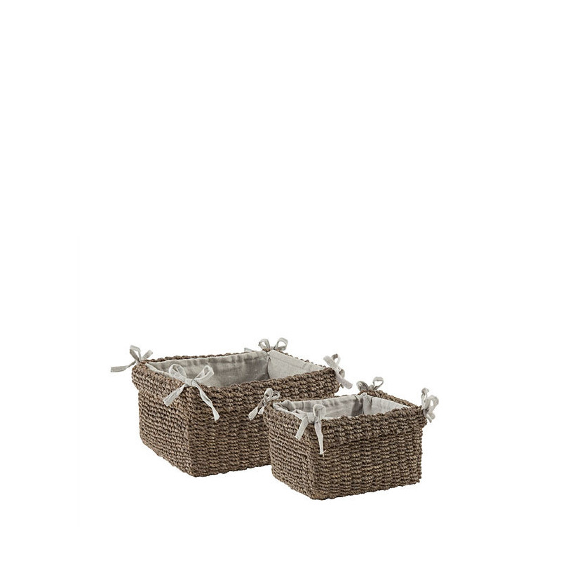 Set 2 abaca baskets 18x21 h 10,5 cm with bows