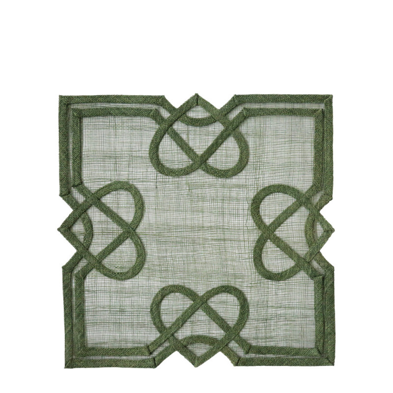 Sottopiatto quadro in abaca con 4 cuori 36 x 36 cm