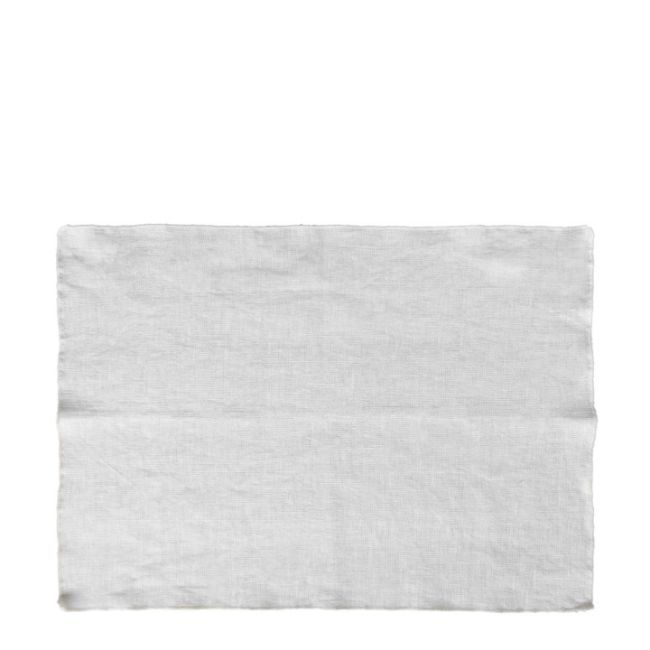 Set de table lisse 100%lin blanc avec bord blanc 35x50 cm