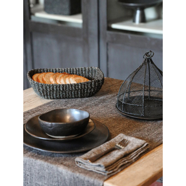 Oval flared abaca basket 27x13 h 8 cm