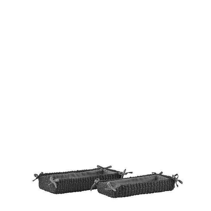 Set of 2 abaca valet trays with bows