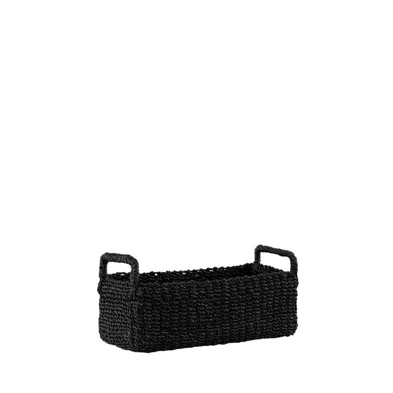 Rectangular abaca basket with handles
