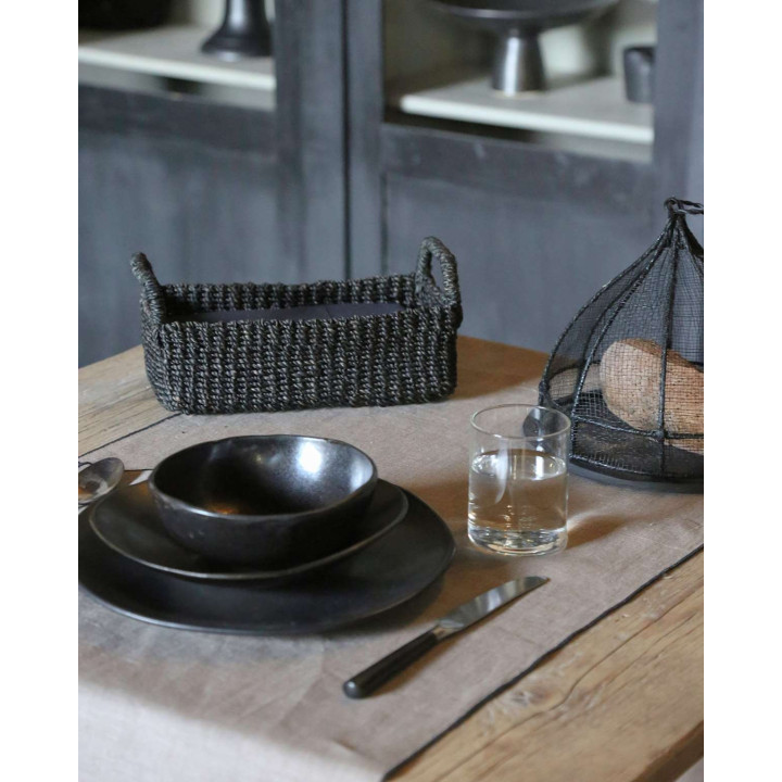 Panier rectangulaire en abaca avec poignÉes