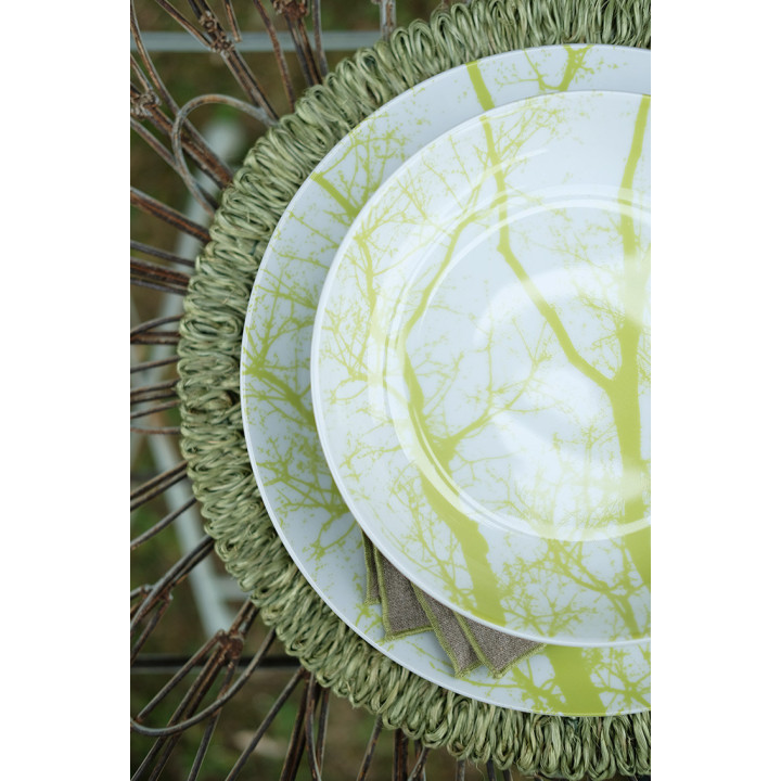 Sous-plat epaisse en abaca couleur vert d40 h1.5 cm