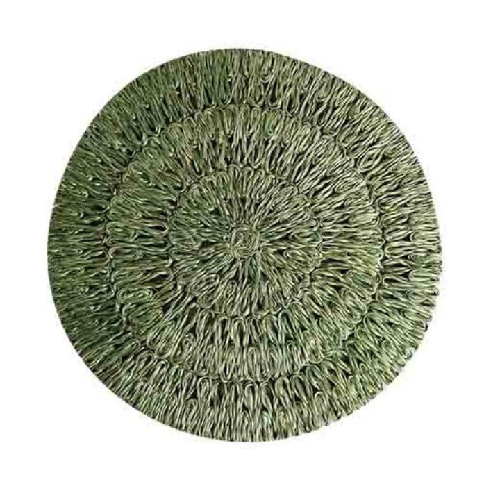 Sous-plat epaisse en abaca couleur vert d40 h1.5 cm