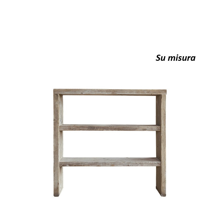 Consolle en bois brut avec 3 etageres 100 x 24 h100 cm