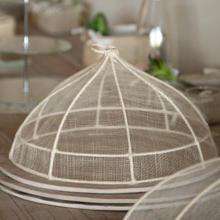 Couvre-plat en filet d'abaca d35 h18 cm