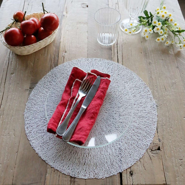 Tovagliolo 100% lino bordo bianco 40x40 cm