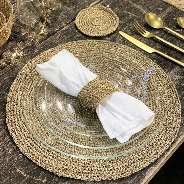 Sous-verre en crochet d'abaca