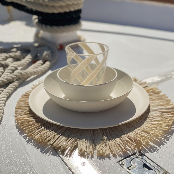 Raffia light underplate with fringes d35 cm