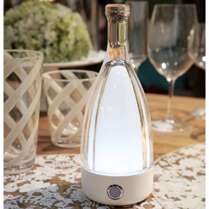 Bouteille-lampe de table de base bleu ciel avec touch et usb