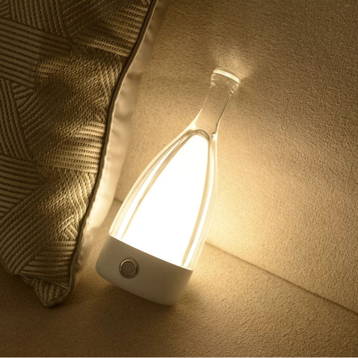 Bouteille-lampe de table de base bleu ciel avec touch et usb