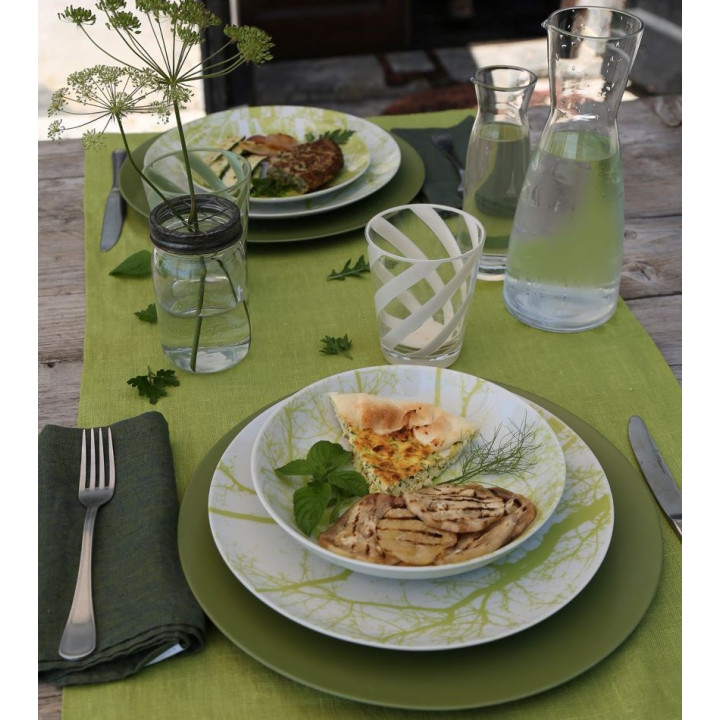 Assiette creuse motifs branches vertes d21 cm