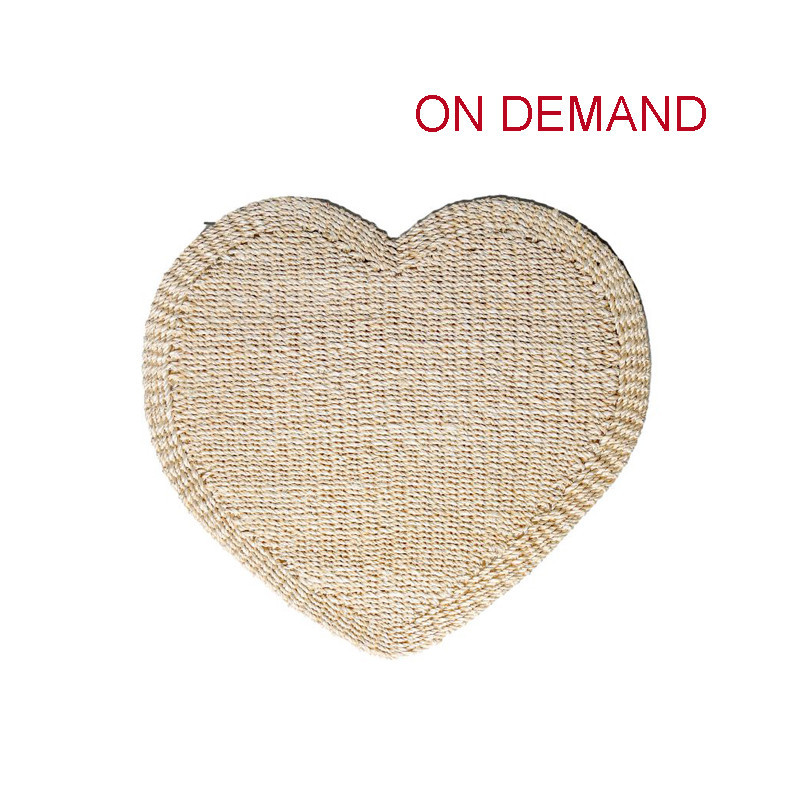Sottopiatto cuore intreccio spesso abaca panna d38 cm