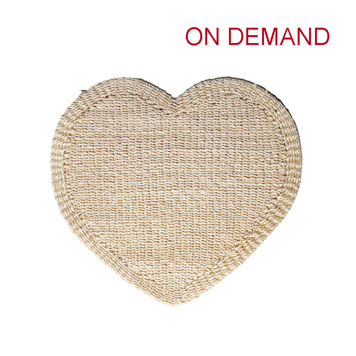 Heart shaped cream abaca underplate d.38 cms