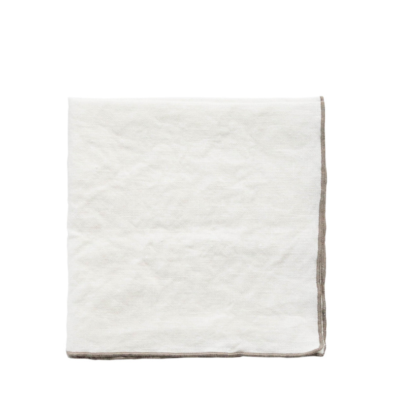 Tovagliolo 100%lino bianco bordo colorato 40x40 cm