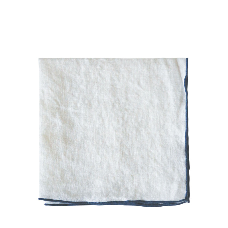Tovagliolo 100%lino bianco bordo colorato 40x40 cm